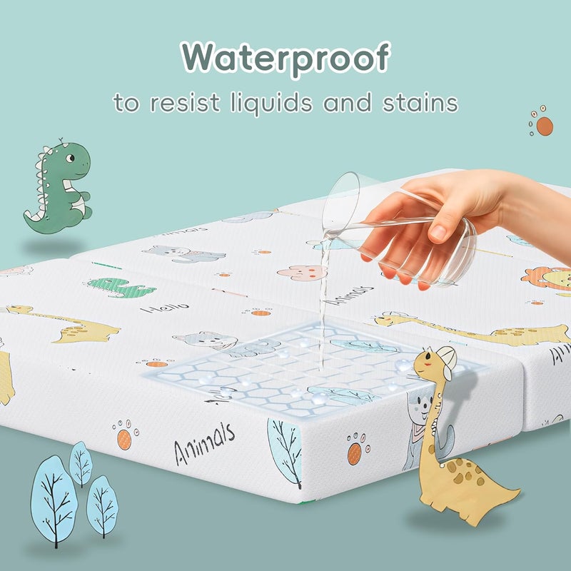 VRSHOAT Trifold Pack and Play Mattress 38"x26" Pack N Play Mattresses for Baby Toddler, Portable Mini Crib Mattress for Playpen and Playard with Soft Breathable Waterproof Cover - Image 4